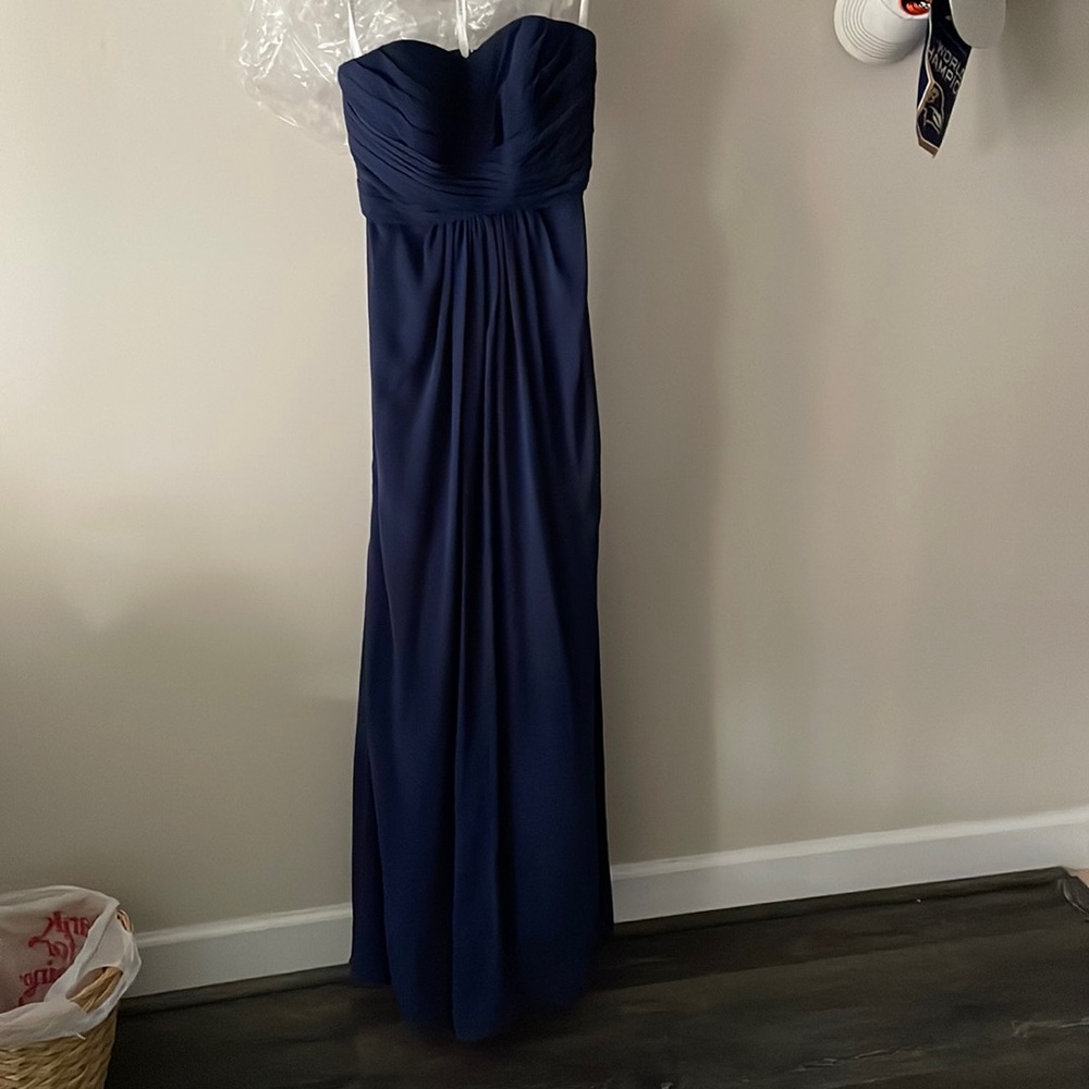 David’s Bridal Navy Blue Strapless Dress